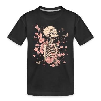 Skeleton Flowers - Kids' Premium Organic T-Shirt - black - Front