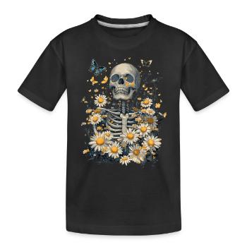 Skeleton Flowers - Kids' Premium Organic T-Shirt - black - Front
