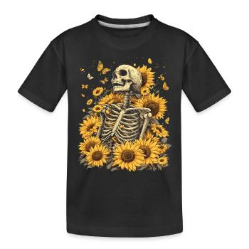 Skeleton Flowers - Kids' Premium Organic T-Shirt - black - Front