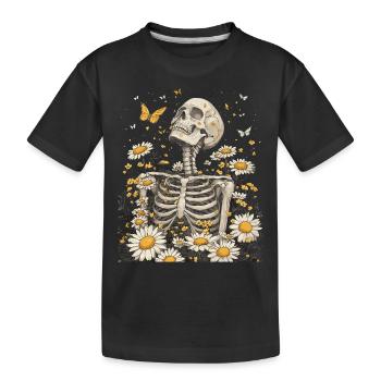 Skeleton Flowers - Kids' Premium Organic T-Shirt - black - Front