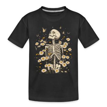 Skeleton Flowers - Kids' Premium Organic T-Shirt - black - Front