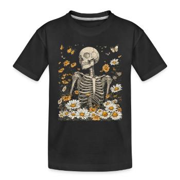 Skeleton Flowers - Kids' Premium Organic T-Shirt - black - Front