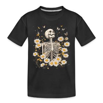 Fleurs squelettes - T-shirt bio Premium Enfant - noir - Devant