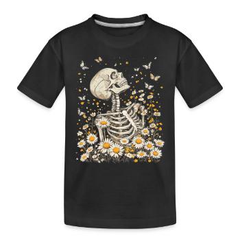 Skeleton Flowers - Kids' Premium Organic T-Shirt - black - Front