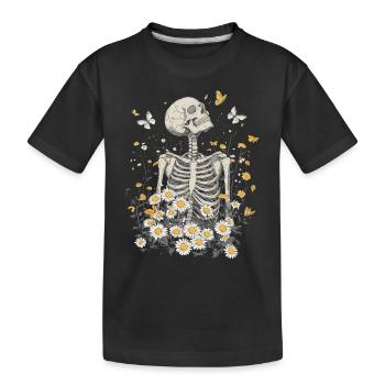 Skeleton Flowers - Kids' Premium Organic T-Shirt - black - Front