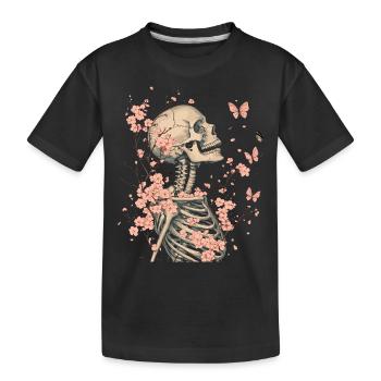 Skeleton Flowers - Kids' Premium Organic T-Shirt - black - Front