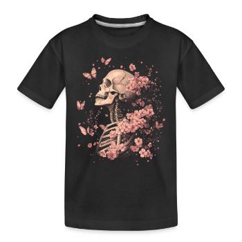 Fleurs squelettes - T-shirt bio Premium Enfant - noir - Devant