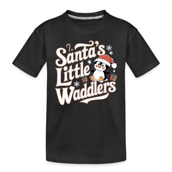 Little Waddling Penguins of Santa Christmas - Kids' Premium Organic T-Shirt - black - Front