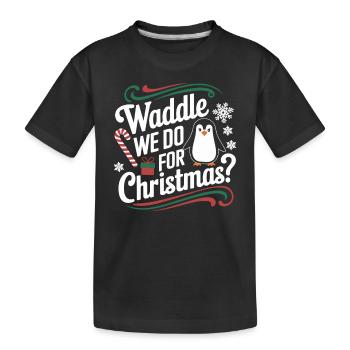 Pingouin Noël Waddle que nous faisons pour Noël - T-shirt bio Premium Enfant - noir - Devant