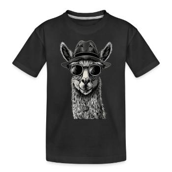 Lama - Kinder Premium Bio T-Shirt - Schwarz - Vorne
