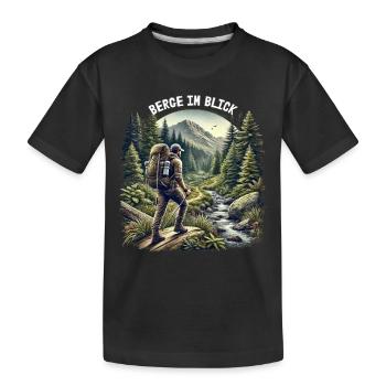 Mountains in view - Kids' Premium Organic T-Shirt - black - Front