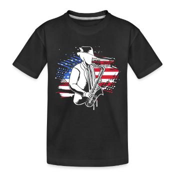 Saxophon Saxophonist - Kinder Premium Bio T-Shirt - Schwarz - Vorne