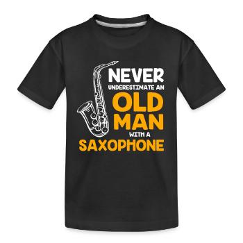 Saxophon Saxophonist - Kinder Premium Bio T-Shirt - Schwarz - Vorne