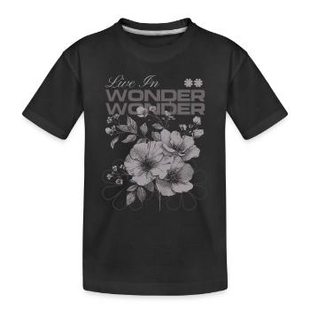 Vivre dans l’émerveillement Art floral botanique - T-shirt bio Premium Enfant - noir - Devant