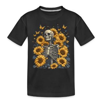 Fleurs squelettes - T-shirt bio Premium Enfant - noir - Devant