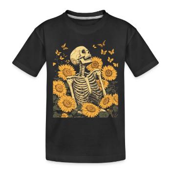 Fleurs squelettes - T-shirt bio Premium Enfant - noir - Devant