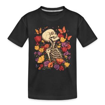 Skeleton Flowers - Kids' Premium Organic T-Shirt - black - Front