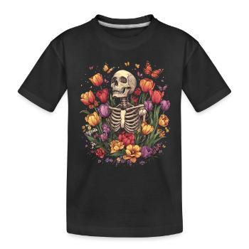 Skeleton Flowers - Kids' Premium Organic T-Shirt - black - Front