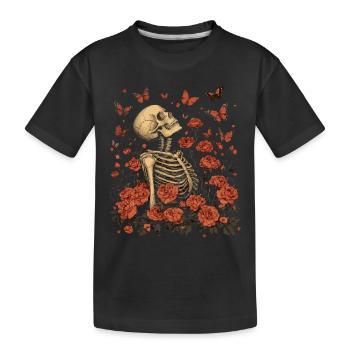 Skeleton Flowers - Kids' Premium Organic T-Shirt - black - Front