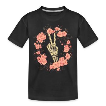 Signe de paix de la main squelette - T-shirt bio Premium Enfant - noir - Devant