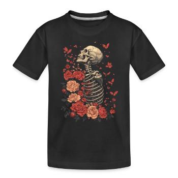 Skeleton Flowers - Kids' Premium Organic T-Shirt - black - Front