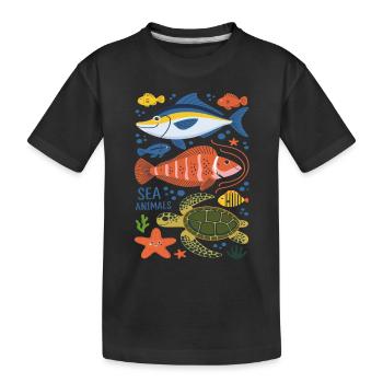 Meerestiere Meer Meeresbewohner für einen Taucher - Kinder Premium Bio T-Shirt - Schwarz - Vorne