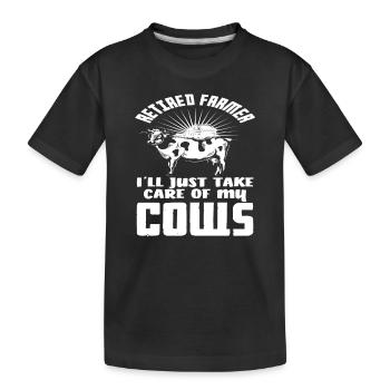 Un agriculteur retraité s’occupera de mes vaches - T-shirt bio Premium Enfant - noir - Devant