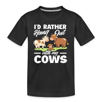 Je préfère passer du temps avec mes vaches - T-shirt bio Premium Enfant - noir - Devant