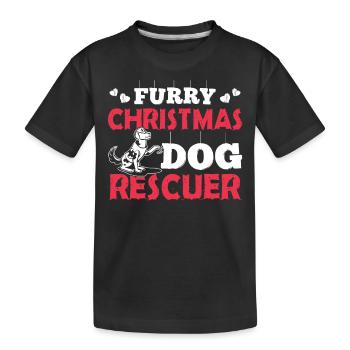 Christmas Furry Dog Rescuer Christmas - Kids' Premium Organic T-Shirt - black - Front