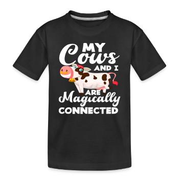 Mes vaches et moi sommes liées comme par magie - T-shirt bio Premium Enfant - noir - Devant