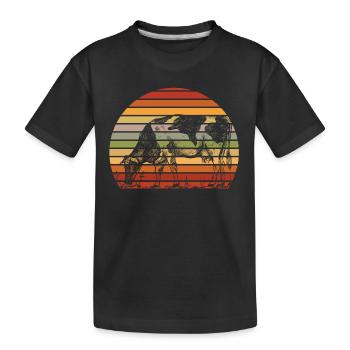 Illustration de vache rétro coucher de soleil - T-shirt bio Premium Enfant - noir - Devant