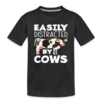 Facilement distrait par les vaches - T-shirt bio Premium Enfant - noir - Devant