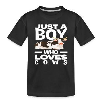 Un garçon qui aime les vaches - T-shirt bio Premium Enfant - noir - Devant