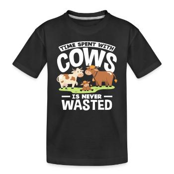 Passer du temps avec les vaches n’est jamais perdu - T-shirt bio Premium Enfant - noir - Devant
