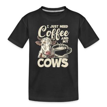 J’ai juste besoin de café et de mes vaches - T-shirt bio Premium Enfant - noir - Devant