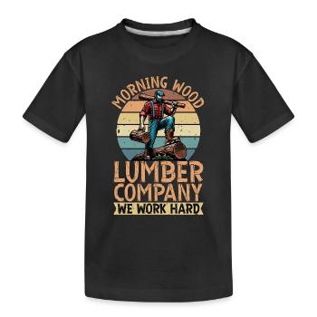 Logging Morning Wood Lumber Cabinet Maker Logger - Kids' Premium Organic T-Shirt - black - Front