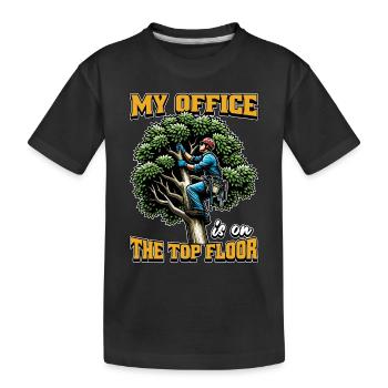 Logging My Office Is On The Top Floor Tree Climber - Kids' Premium Organic T-Shirt - black - Front