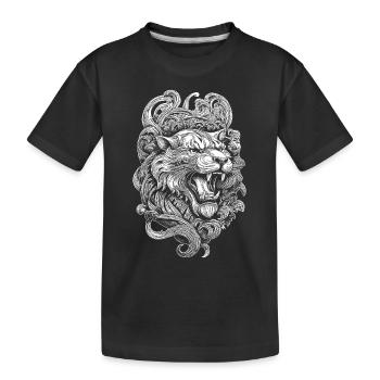 Tiger Shirt for Martial Artists – Powerful Design - Kids' Premium Organic T-Shirt - black - Front