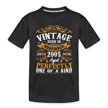 Vintage November 2005 Anniversary November 2005 - Kids' Premium Organic T-Shirt - black - Front