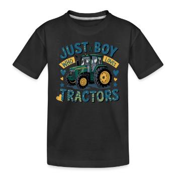 Traktor Trekker Landwirt Bauer Farm Tractor Acker - Kinder Premium Bio T-Shirt - Schwarz - Vorne