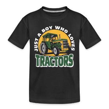 Traktor Trekker Landwirt Bauer Farm Tractor Acker - Kinder Premium Bio T-Shirt - Schwarz - Vorne