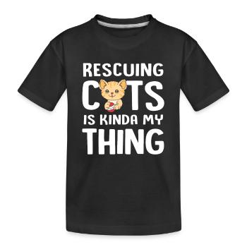 Katzenrettung Tierrechte Tierrettung Tierheim - Kinder Premium Bio T-Shirt - Schwarz - Vorne