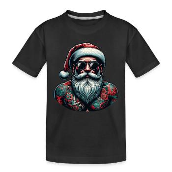 Tätowiert Weihnachtsmann inked Weihnachten - Kinder Premium Bio T-Shirt - Schwarz - Vorne