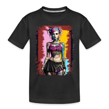 Pretty Punk Girl - Kinder Premium Bio T-Shirt - Schwarz - Vorne
