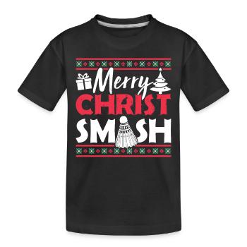 Christmas Badminton Merry Christ Smash - Kids' Premium Organic T-Shirt - black - Front