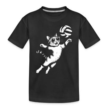 Chat avec des lunettes de soleil jouant au volley-ball - T-shirt bio Premium Enfant - noir - Devant