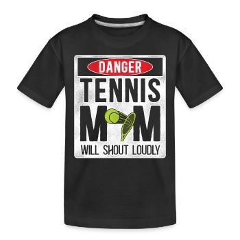 Funny Tennis Player Racket Danger - Kinder Premium Bio T-Shirt - Schwarz - Vorne