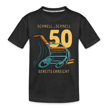 GEHHILFE SCHNELL...SCHNELL 50 BEREITS ERREICHT - Kinder Premium Bio T-Shirt - Schwarz - Vorne