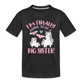I`m Finally Going To Be A Big Sister Unicorn Gift - Kinder Premium Bio T-Shirt - Schwarz - Vorne