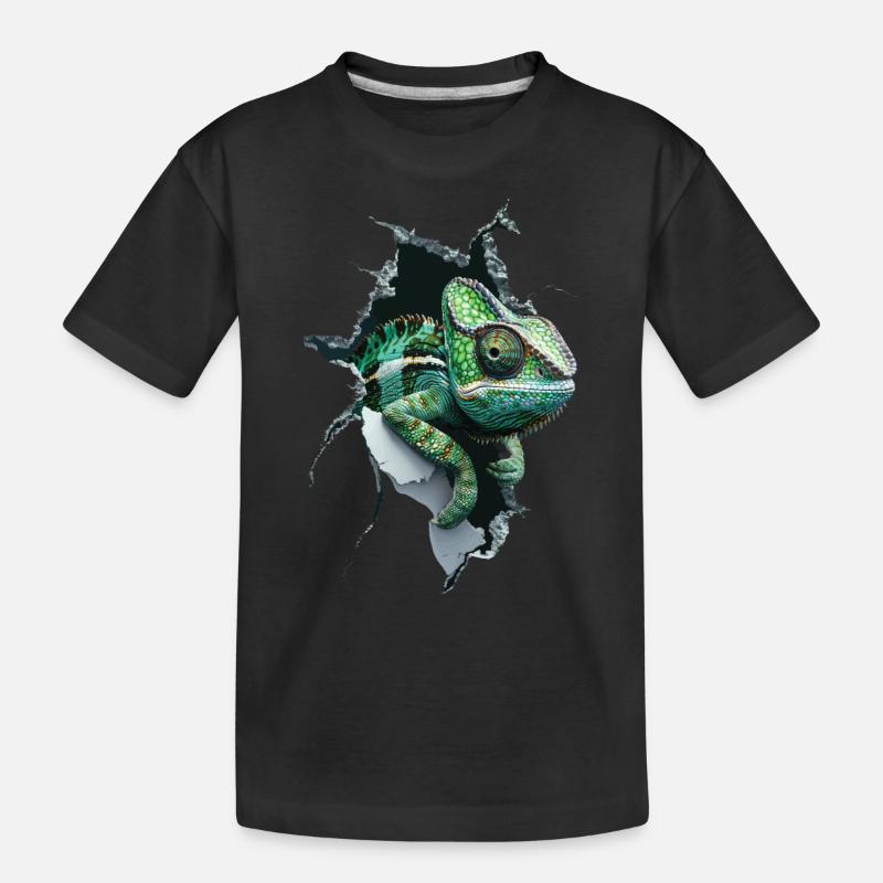Chamäleon - Kinder Premium Bio T-Shirt - Schwarz